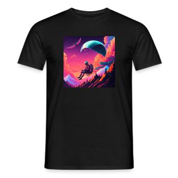 Paraglider im Synthwave Stil - Männer T-Shirt - Schwarz - Vorne - AI Model Male 178 light (178cm)