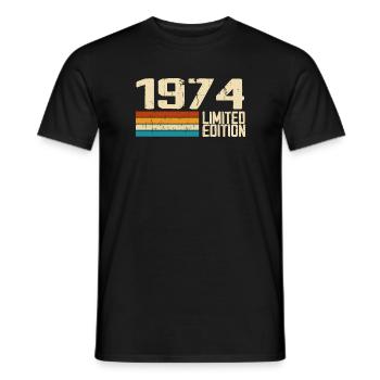 Né en 1974 - Vintage 1974 Anniversaire Rétro - T-shirt homme - noir - Devant - AI Model Male 178 light (178cm)