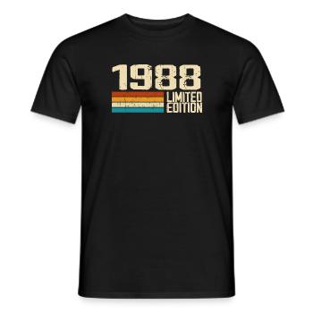 Né en 1988 - Vintage 1988 Anniversaire Rétro - T-shirt homme - noir - Devant - AI Model Male 178 light (178cm)