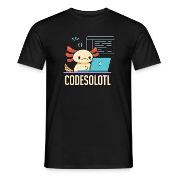 Codesolotl Pun Design for Axolotl Lovers - Men's T-Shirt - black - Front - AI Model Male 178 light (178cm)