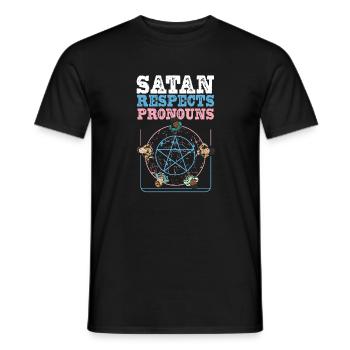 Satan respecte les pronoms Pentagramme satanique - T-shirt homme - noir - Devant - AI Model Male 178 light (178cm)