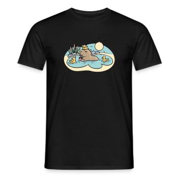 Capybara im Teich - Männer T-Shirt - Schwarz - Vorne - AI Model Male 178 light (178cm)