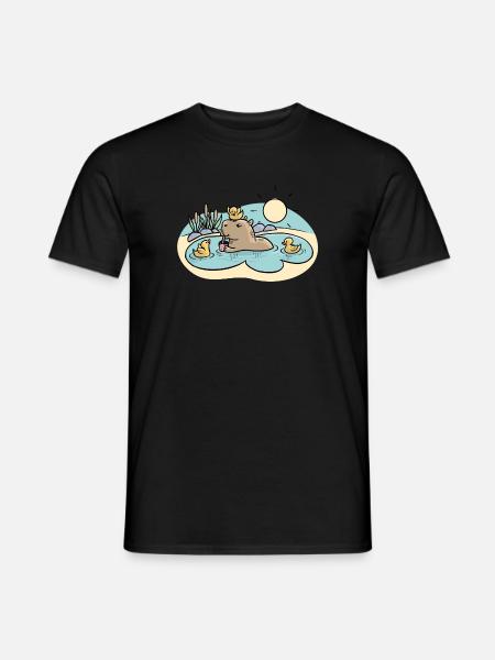 Capybara im Teich - Männer T-Shirt - Schwarz