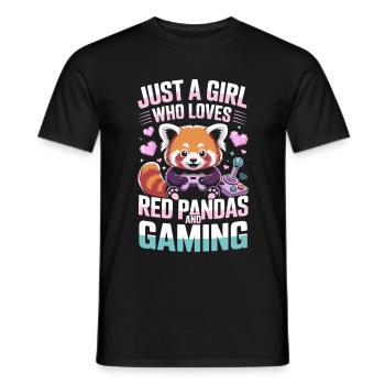 Just a girl who loves red pandas and gaming - Men's T-Shirt - black - Front - AI Model Male 178 light (178cm)