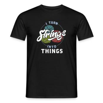 Knitting I Turn Strings into Things - Männer T-Shirt - Schwarz - Vorne - AI Model Male 178 light (178cm)
