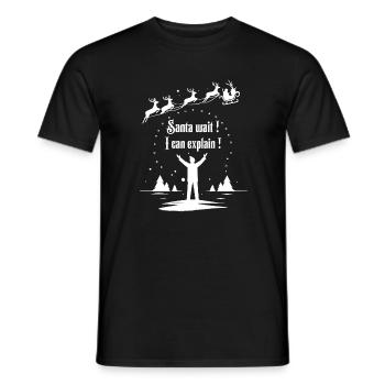 Weihnachtsmann, warte! Ich kann es erklären! - Männer T-Shirt - Schwarz - Vorne - AI Model Male 178 light (178cm)