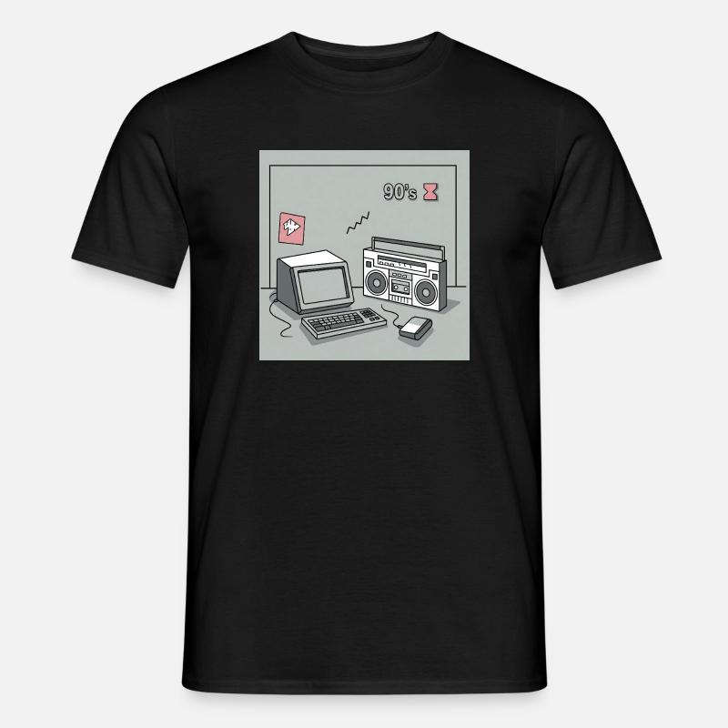 90er Kultobjekte : Walkman, Computer und Co. - Männer T-Shirt - Schwarz