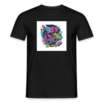 90s vibes: Walkman, cassette and co. - Men's T-Shirt - black - Front - AI Model Male 178 light (178cm)
