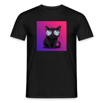 Coole Katze mit Sonnenbrille - Männer T-Shirt - Schwarz - Vorne - AI Model Male 178 light (178cm)