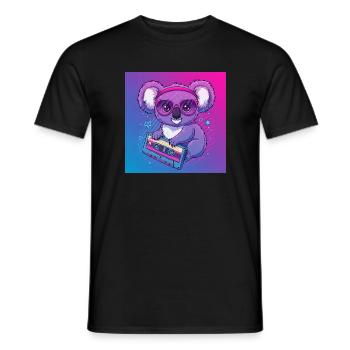 Funny Koala with Cassette - 80s Vibes - Men's T-Shirt - black - Front - AI Model Male 178 light (178cm)
