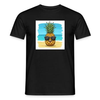 Pineapple with sunglasses on the beach - Men's T-Shirt - black - Front - AI Model Male 178 light (178cm)