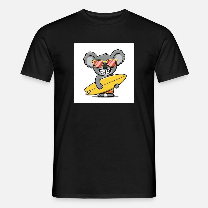 Surfender Koala mit Sonnenbrille - Männer T-Shirt - Schwarz