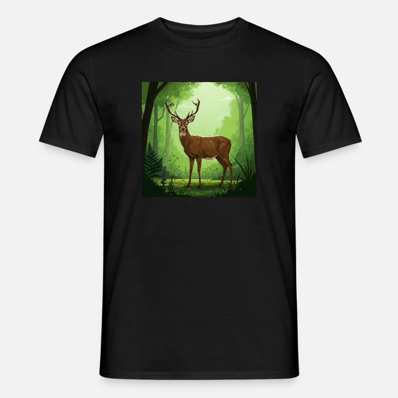 Hirsch - Naturschutz - Wald - Männer T-Shirt - Schwarz