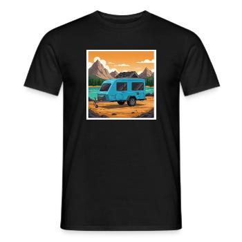 Camping à la montagne, nature, liberté - T-shirt homme - noir - Devant - AI Model Male 178 light (178cm)