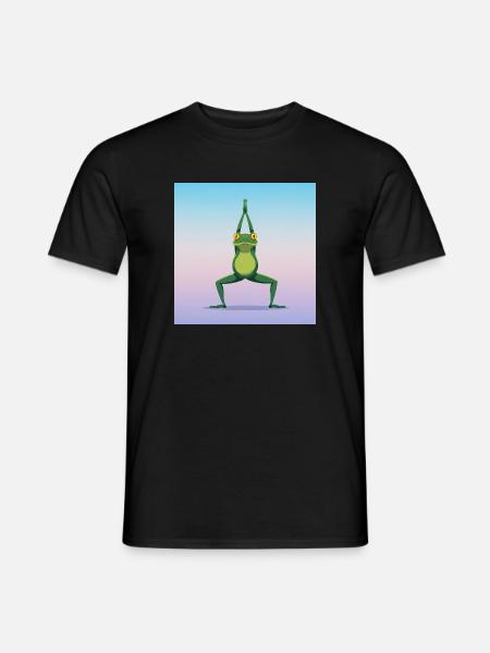 Der Yoga Frosch - Männer T-Shirt - Schwarz
