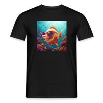 Fins Funny fish with sunglasses - Men's T-Shirt - black - Front - AI Model Male 178 light (178cm)