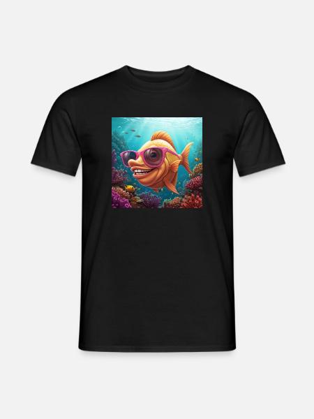 Fins Funny fish with sunglasses - Men's T-Shirt - black