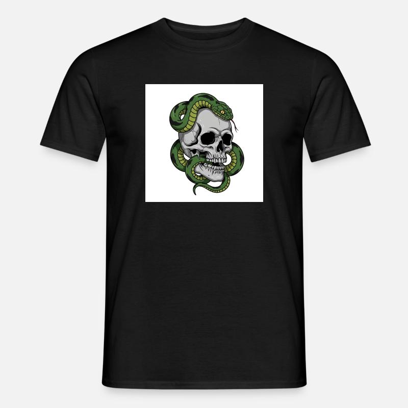 Schädel & Schlange – Symbol des Todes - Männer T-Shirt - Schwarz