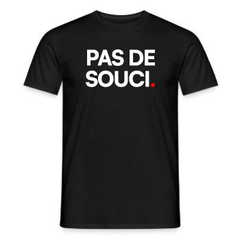 PAS DE SOUCI. – Humour Minimaliste Expression - T-shirt homme - noir - Devant - AI Model Male 178 light (178cm)