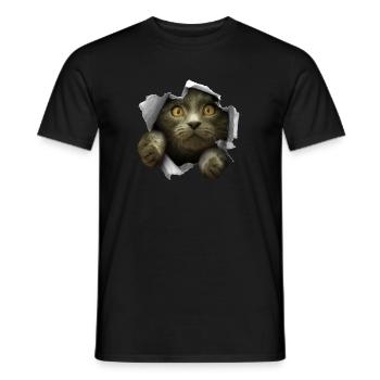 Chaton fêlé chat mignon - T-shirt homme - noir - Devant - AI Model Male 178 light (178cm)