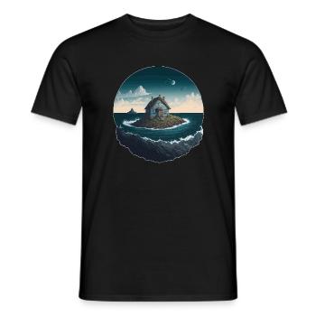 Lonely house on a seaside island - Men's T-Shirt - black - Front - AI Model Male 178 light (178cm)