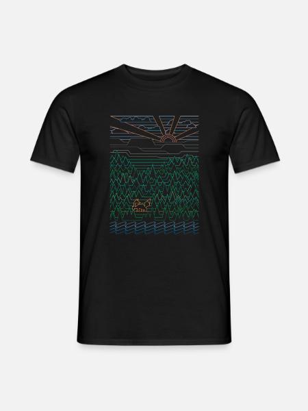 Fox & Forest (Landscape) - Men's T-Shirt - black