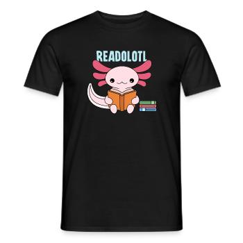 Readolotl Pun Design for Axolotl Lovers - Men's T-Shirt - black - Front - AI Model Male 178 light (178cm)