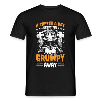 Un café par jour éloigne les 3 - T-shirt homme - noir - Devant - AI Model Male 178 light (178cm)