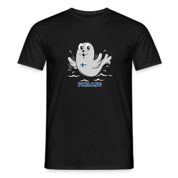 KUUTTI-SAIMAANNORPPA, Finnland, Geschenkartikel 01-05 - Männer T-Shirt - Schwarz - Vorne - AI Model Male 178 light (178cm)