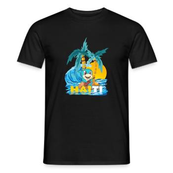 Insel Haiti weißer Hai mit Ukulele, Gitarrenhai - Männer T-Shirt - Schwarz - Vorne - AI Model Male 178 light (178cm)