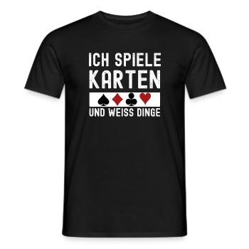 Ich spiele Karten und weiß Dinge - Männer T-Shirt - Schwarz - Vorne - AI Model Male 178 light (178cm)