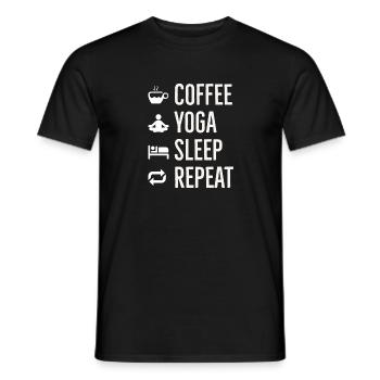 coffee yoga sleep - Men's T-Shirt - black - Front - AI Model Male 178 light (178cm)