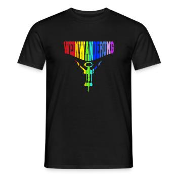 regenbogenfarben bunter Korkenzieher Weinwanderung - Männer T-Shirt - Schwarz - Vorne - AI Model Male 178 light (178cm)