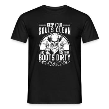 Western Wild Wanted Sheriff - Men's T-Shirt - black - Front - AI Model Male 178 light (178cm)