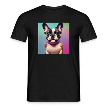 Collection Pastel Doggy - Bouledogue Français - T-shirt homme - noir - Devant - AI Model Male 178 light (178cm)