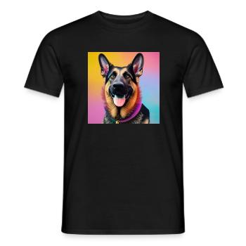 Pastell Doggy Kollektion - Deutscher Schäferhund - Männer T-Shirt - Schwarz - Vorne - AI Model Male 178 light (178cm)