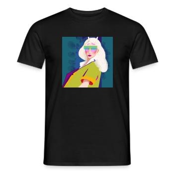 Moderne Retro Girl Kollektion - Anna - Männer T-Shirt - Schwarz - Vorne - AI Model Male 178 light (178cm)