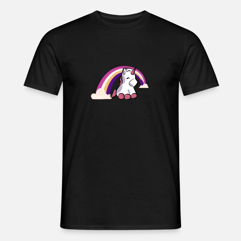 Einhorn & Regenbogen Design - Männer T-Shirt - Schwarz