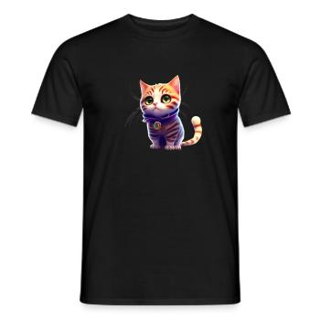 Katze - Männer T-Shirt - Schwarz - Vorne - AI Model Male 178 light (178cm)