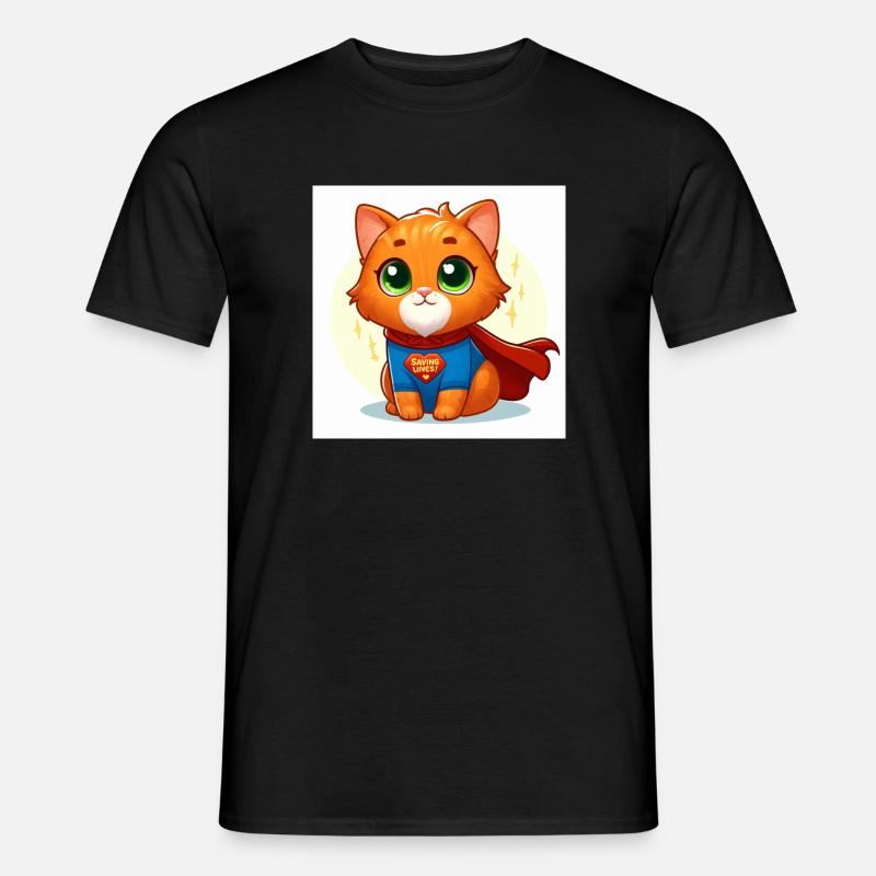 chat roux mignon - T-shirt homme - noir