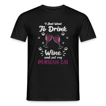 Perser Langhaarkatze - Männer T-Shirt - Schwarz - Vorne - AI Model Male 178 light (178cm)
