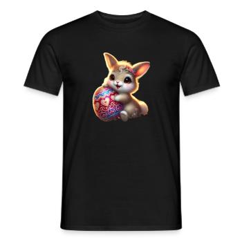 Osterhase mit Ei - Männer T-Shirt - Schwarz - Vorne - AI Model Male 178 light (178cm)