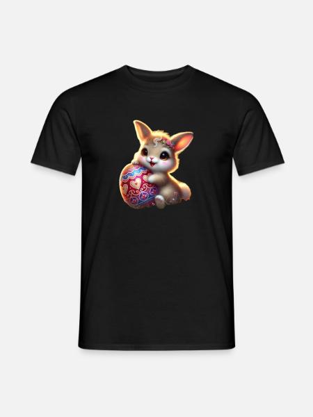 Easter bunny with egg - Men's T-Shirt - black