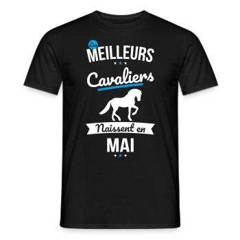 Les meilleurs cavaliers naissent en Mai - T-shirt homme - noir - Devant - AI Model Male 178 light (178cm)