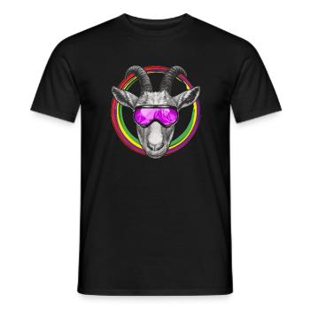 Cool goat with purple ski goggles - Men's T-Shirt - black - Front - AI Model Male 178 light (178cm)
