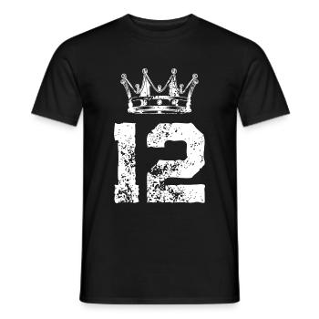 12 Zahl Krone - Männer T-Shirt - Schwarz - Vorne - AI Model Male 178 light (178cm)