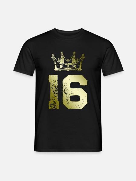 16 Zahl Krone - Männer T-Shirt - Schwarz