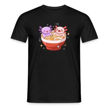 Conception de salle de bain Axoltol Ramen pour les amateurs d’axolotl - T-shirt homme - noir - Devant - AI Model Male 178 light (178cm)