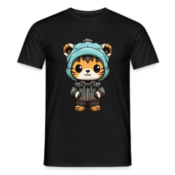 Tiger Winter Animal Cute Comic - Men's T-Shirt - black - Front - AI Model Male 178 light (178cm)