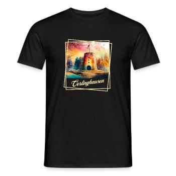 Oerlinghausen - Kumsttonne on the Tönsberg - Men's T-Shirt - black - Front - AI Model Male 178 light (178cm)